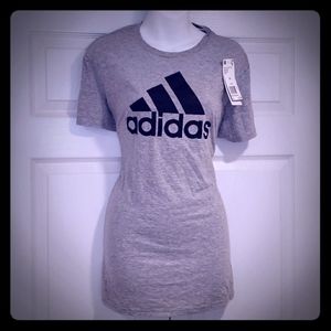 Adidas Grey &Black Climalite logo T-Shirt NWT- XL
